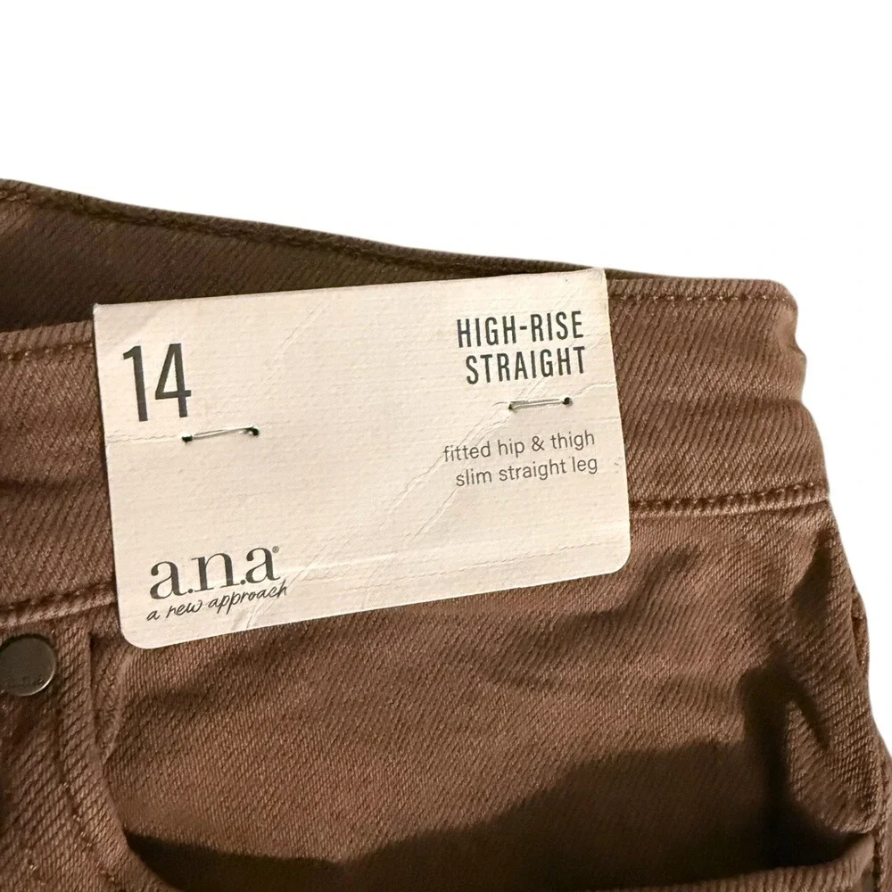 ANA A NEW APPROACH High Rise Straight Leg Brown Jeans‎ Size 14